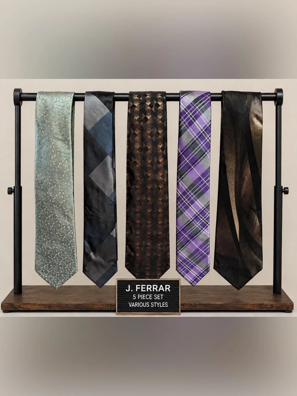 J. Ferrar Men's Dress Tie Collection Set of 5 Business Office Formal Neckties